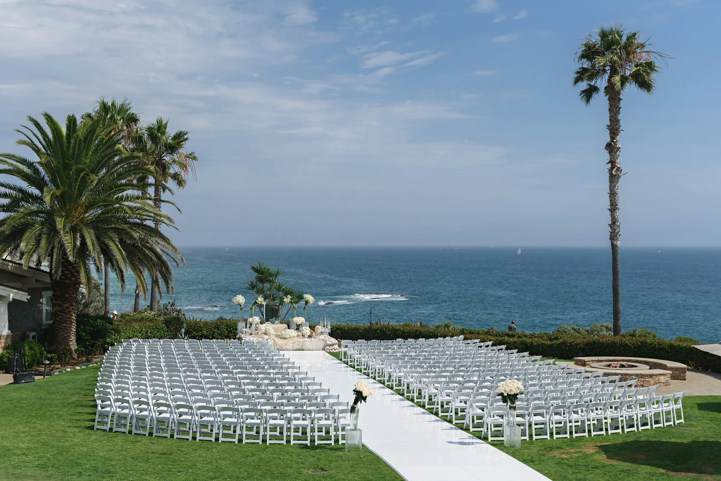 The Seaside Lawn set for a ceremony